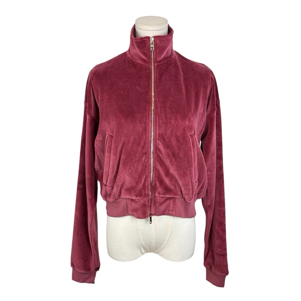 NWT Suzie Kondi Velour Cropped Zip Jacket Size XS Dusty‎ Rose